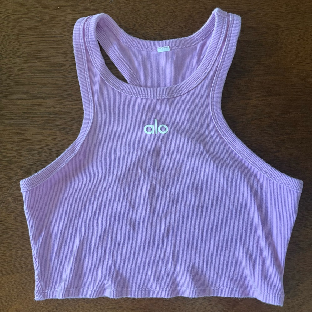 Alo Pink Ribbed Tank Top